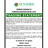 SUNBIRD | Trading statement