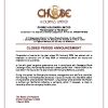 CHOBE | Closed period announcement