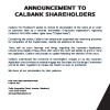 CAL | Announcement to shareholders