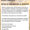 SUN | Declaration of dividend